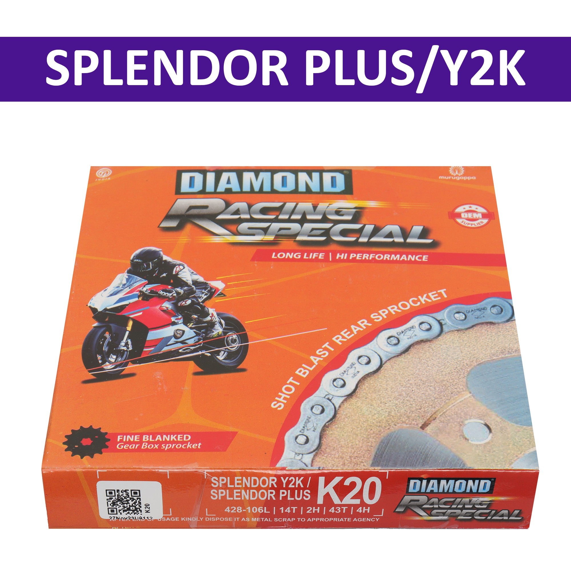 Diamond Chain Kit for Splendor Plus, Splendor Y2K