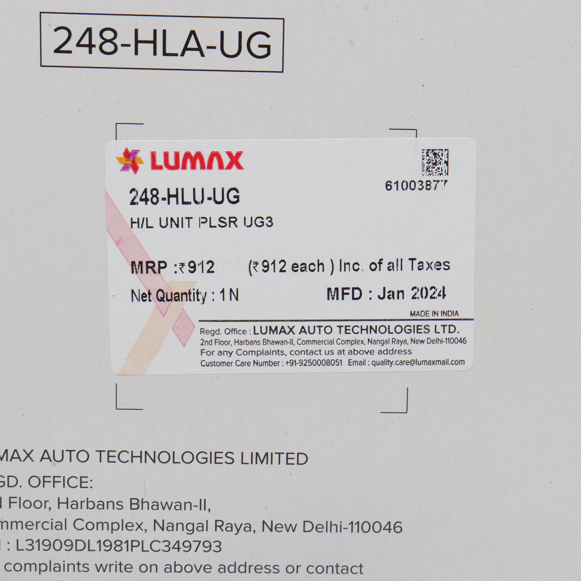 Lumax Head Light Assembly for Pulsar UG3