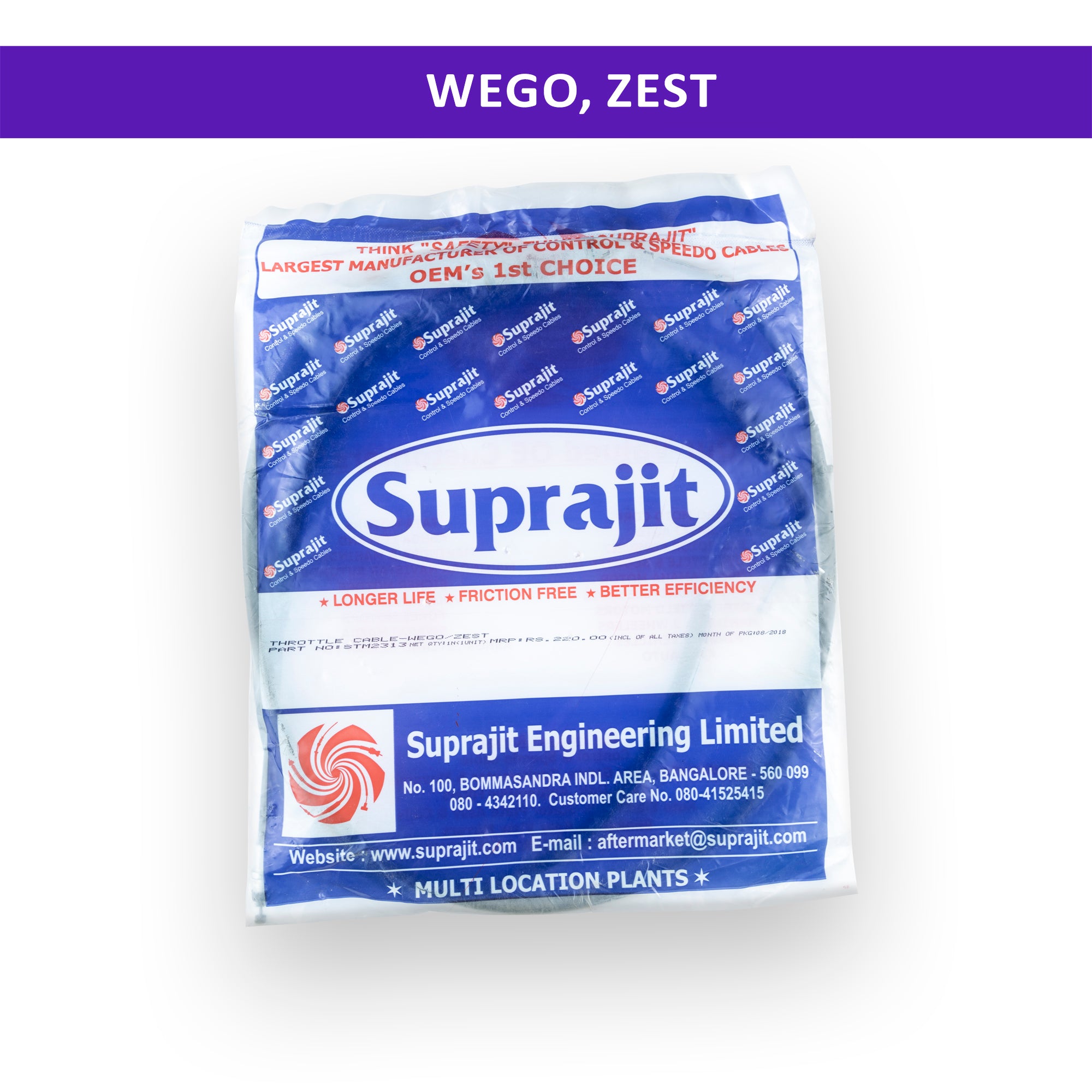 Suprajit Accelerator Cable for Wego, Zest